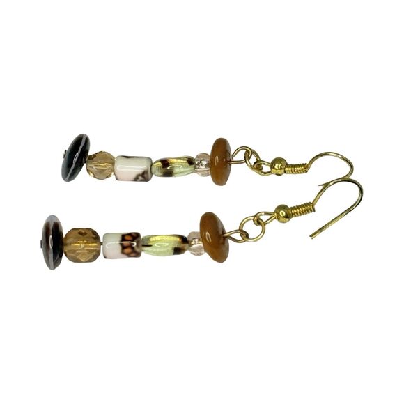 Handcrafted Beaded Drop Earrings with Mixed Glass Beads, Boho Style, 2" Dangle - Picture 8 of 12